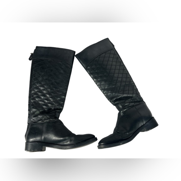 Tory Burch Riding Boots Claremont Tall Boots Quilted Black Vegan Leather… - Picture 12 of 16